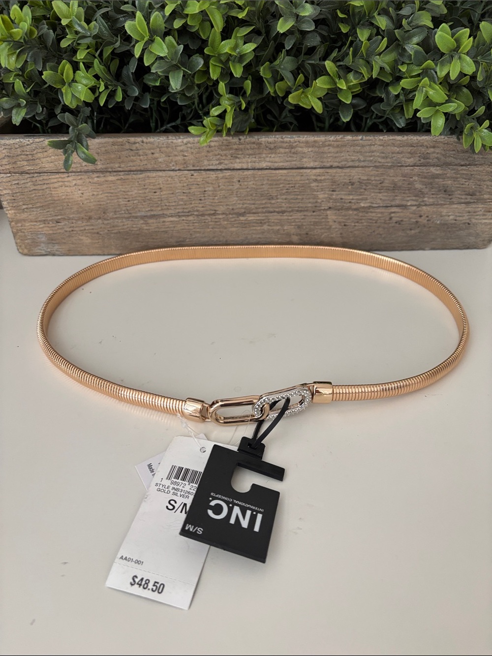 New INC International Concepts Gold Belt